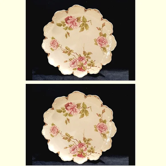 Pair Of Malmaison Bavaria Hand Painted Floral Plates - Picture 1 of 3